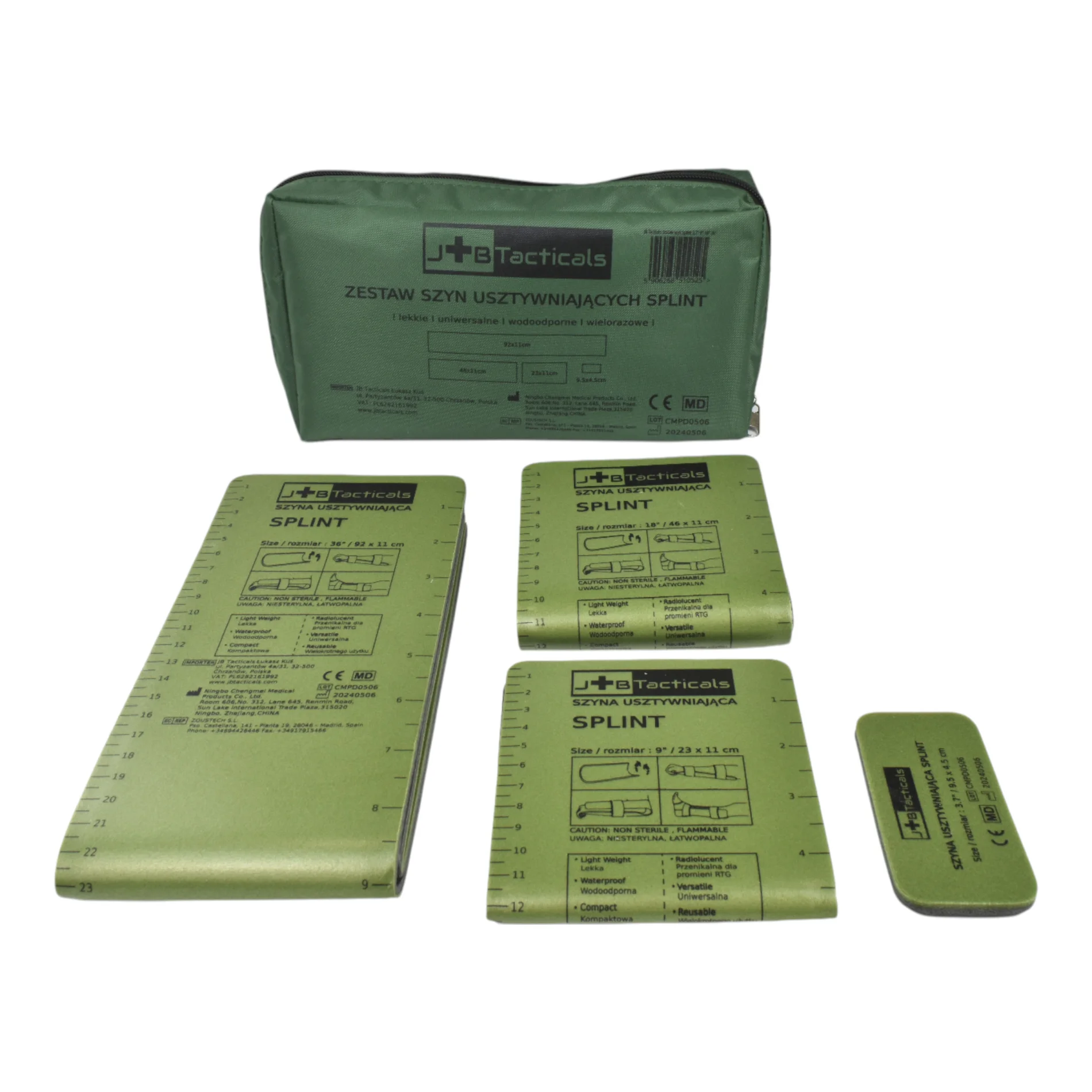 Zestaw szyn unieruchamiających typu SPLINT – 4 szyny do stabilizacji złamań 92 / 46 / 23/ 9,5 cm + torba